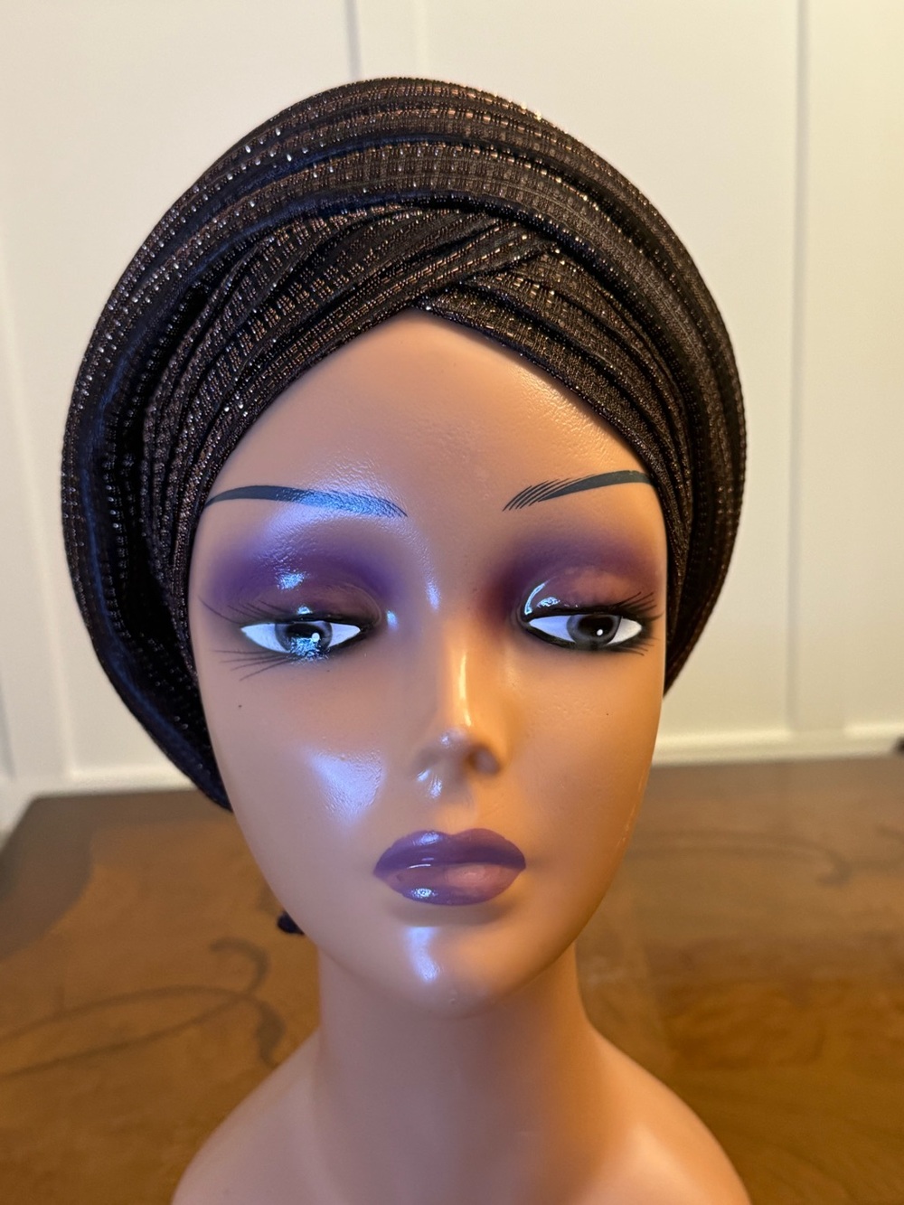 Brown Metallic Shimmer Turban Headwrap